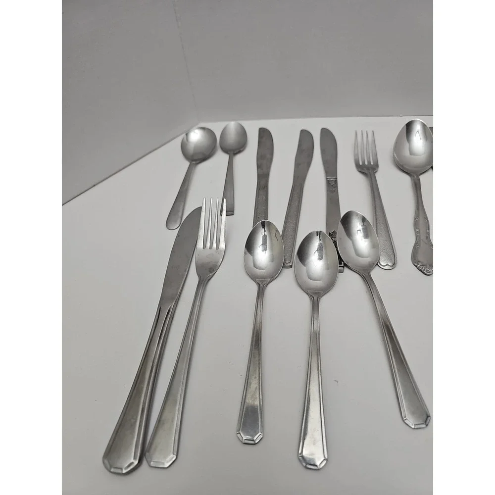 20pc Stainless Steel Silverware Flatware Lot Assorted Pieces Mixed Patterns